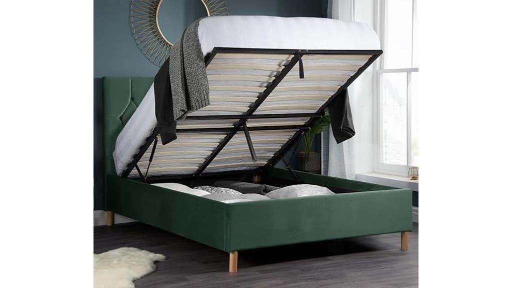green velvet ottoman bed