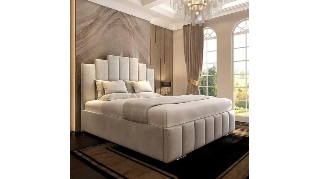 luxurious velvet upholstered bed